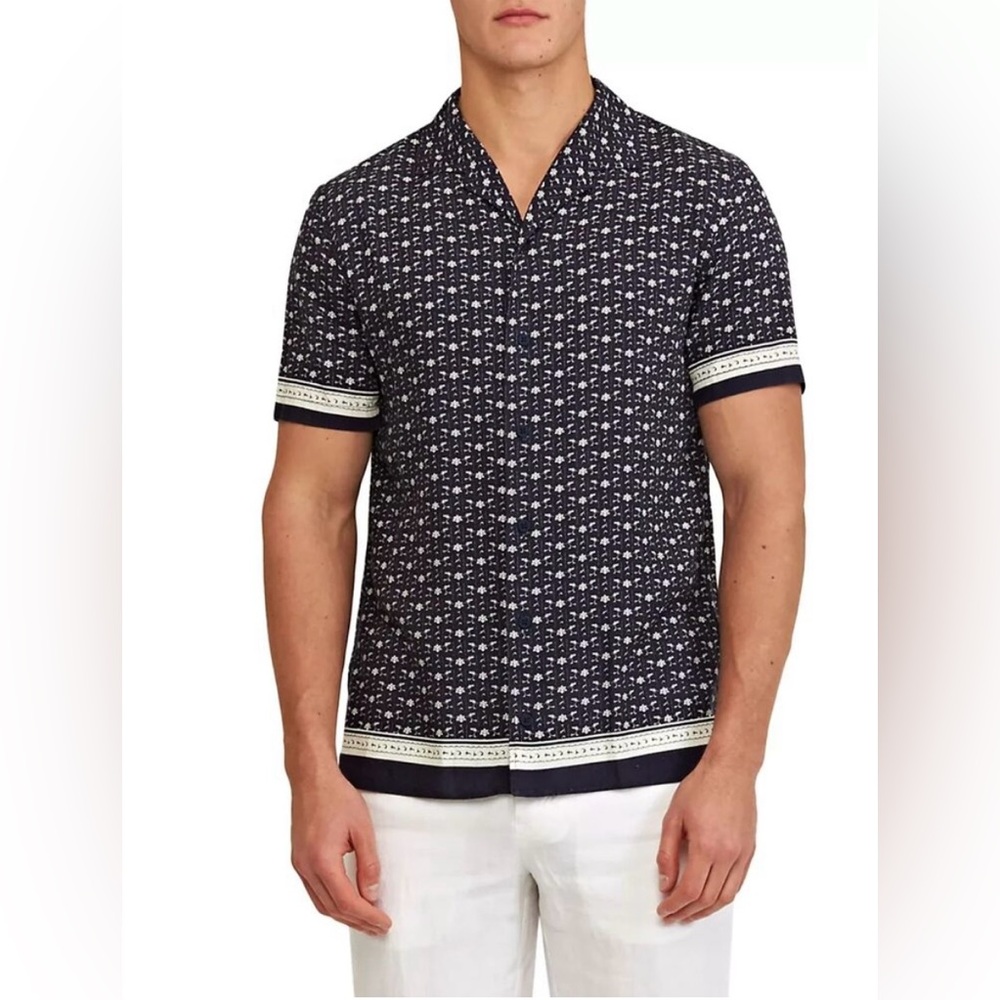 NWT Orlebar Brown Mens Shirt XS Blue Floral Casual Button Up HIBBERT BANDANA